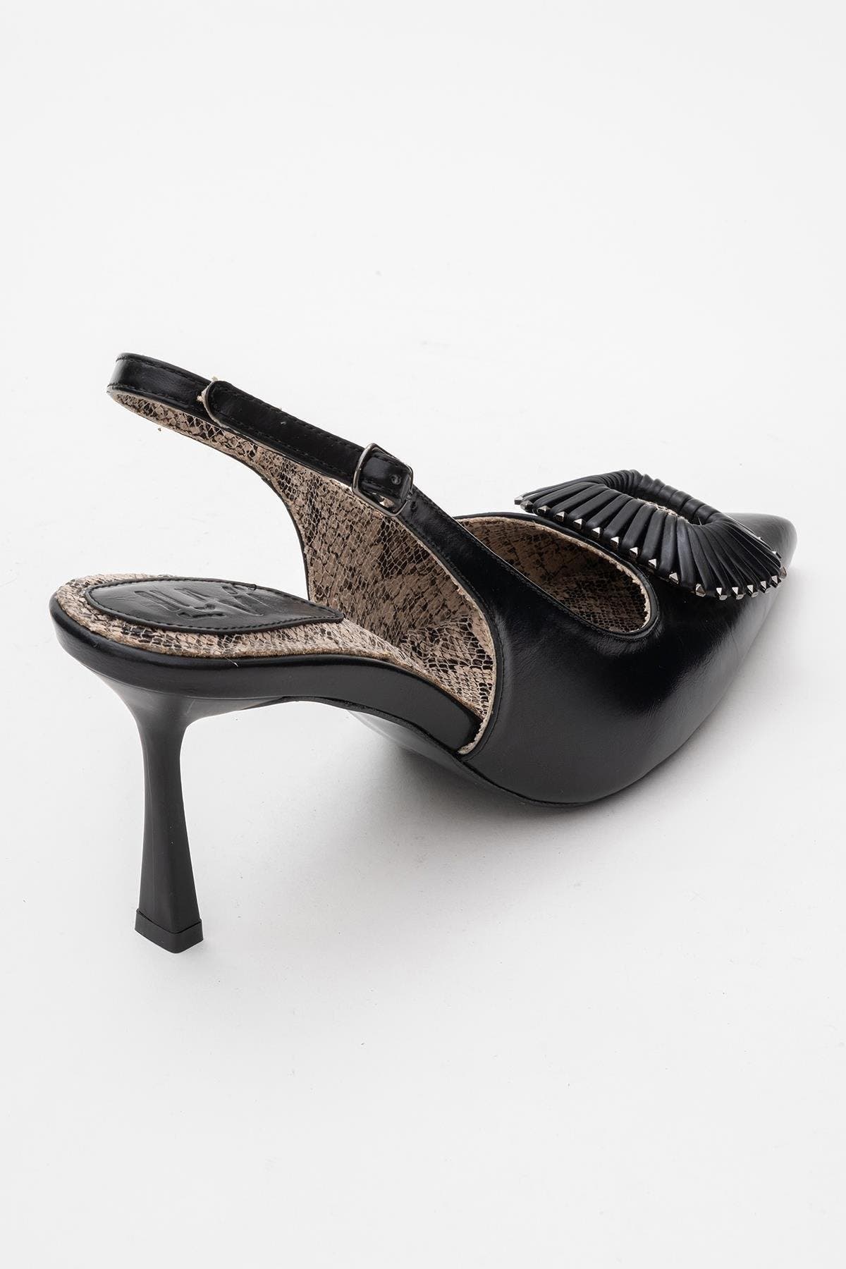 Spera Buckled Pointed Toe Pump, Alternate, color, Black Pattern