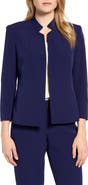 Anne Klein Stand Collar Crepe Jacket
