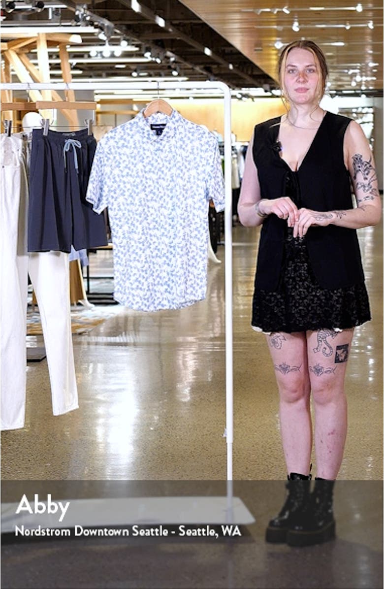 Halyard Leaf Print Short Sleeve Performance Knit Button-Up Shirt, sales video thumbnail