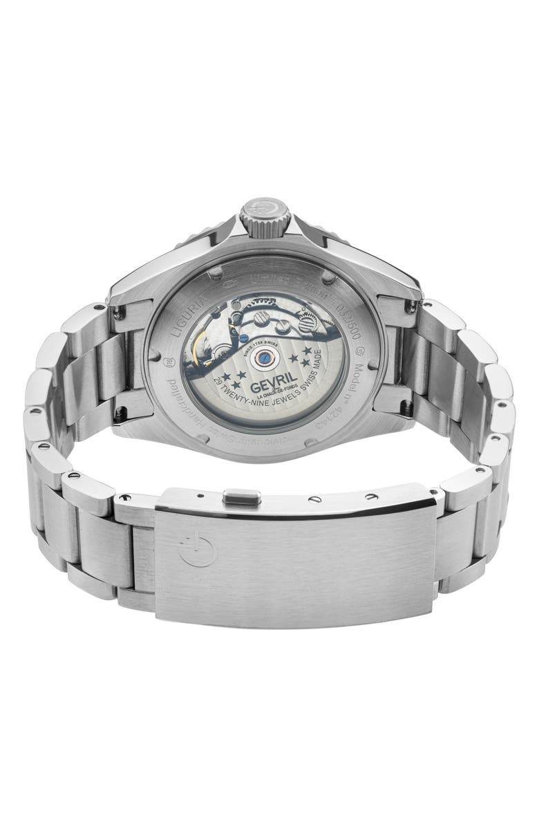 GV2 Liguria Swiss Automatic Bracelet Watch, 42mm, Alternate, color, Silver/ Black