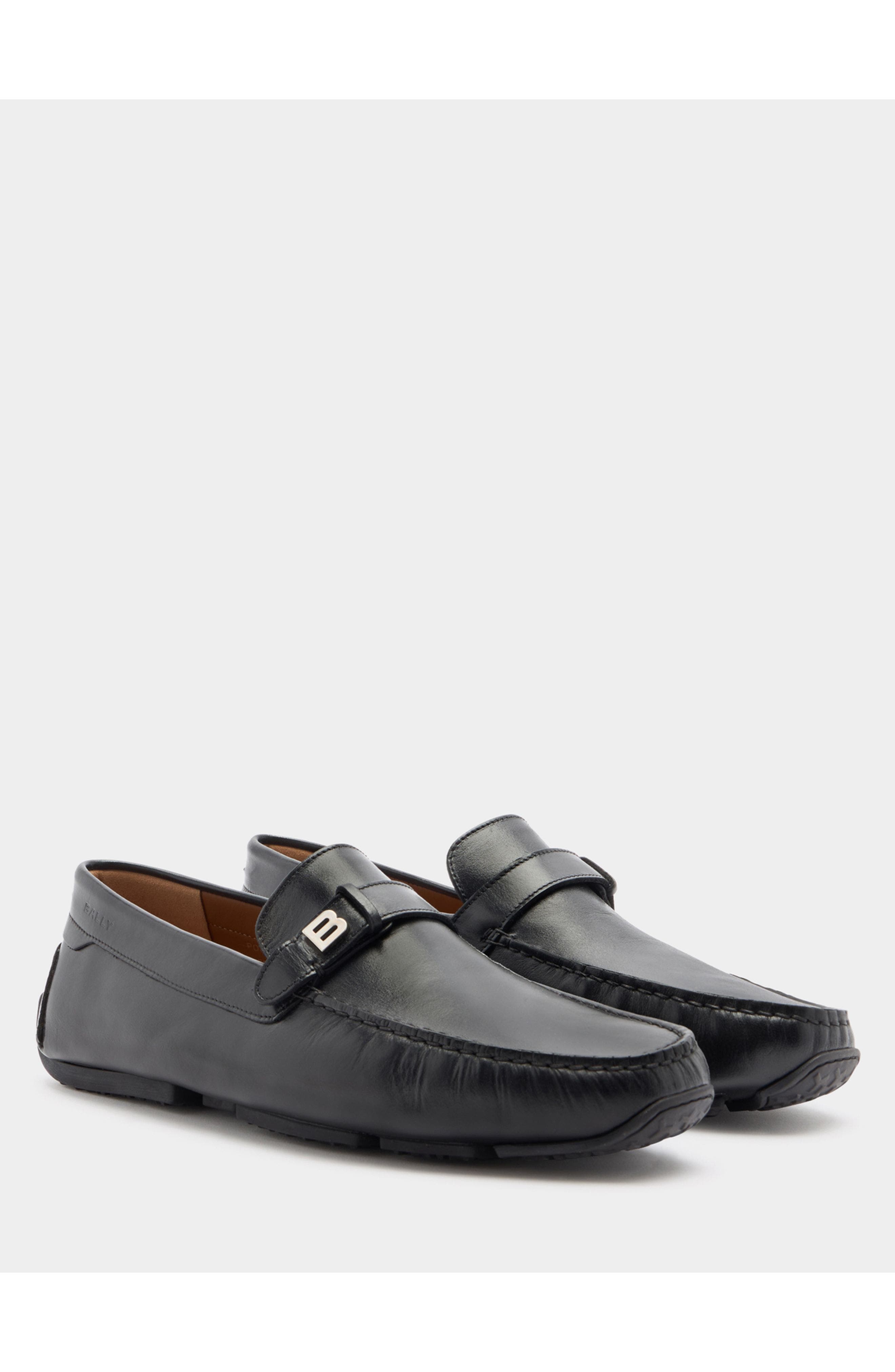 Bally Pilot Driver in Leather, Alternate, color, Black