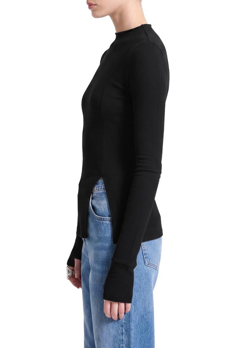 Clover Ribbed Mock Neck Top, Alternate, color, BLACK