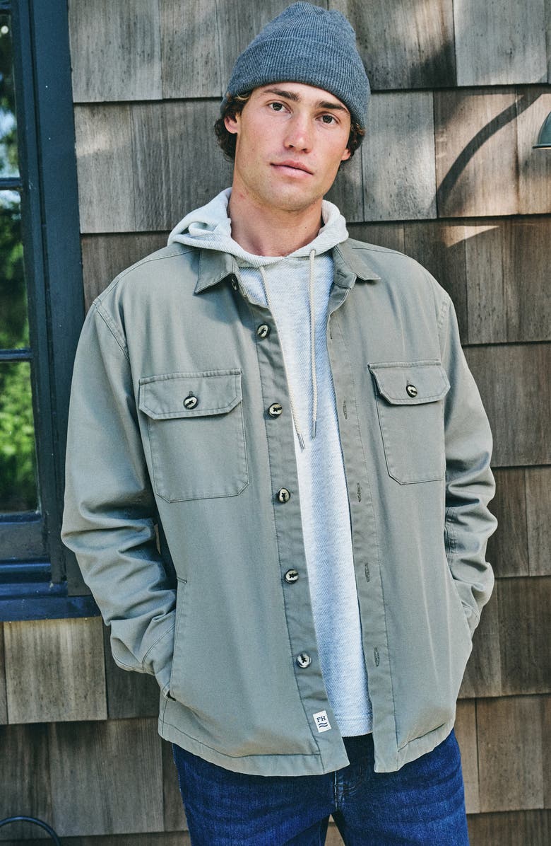 Fair Harbor Montauk Stretch Cotton Twill Shirt Jacket, Alternate, color, Olive