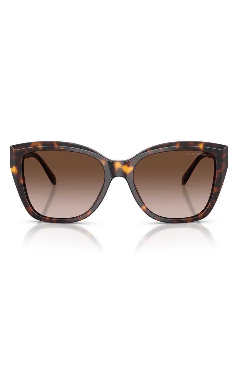 Emporio Armani 55mm Gradient Cat Eye Sunglasses, Main, color, Shiny Havana / Brown Gradient