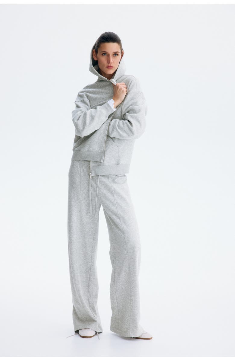 H&M Zip-through Hoodie, Alternate, color, Light Gray Melange