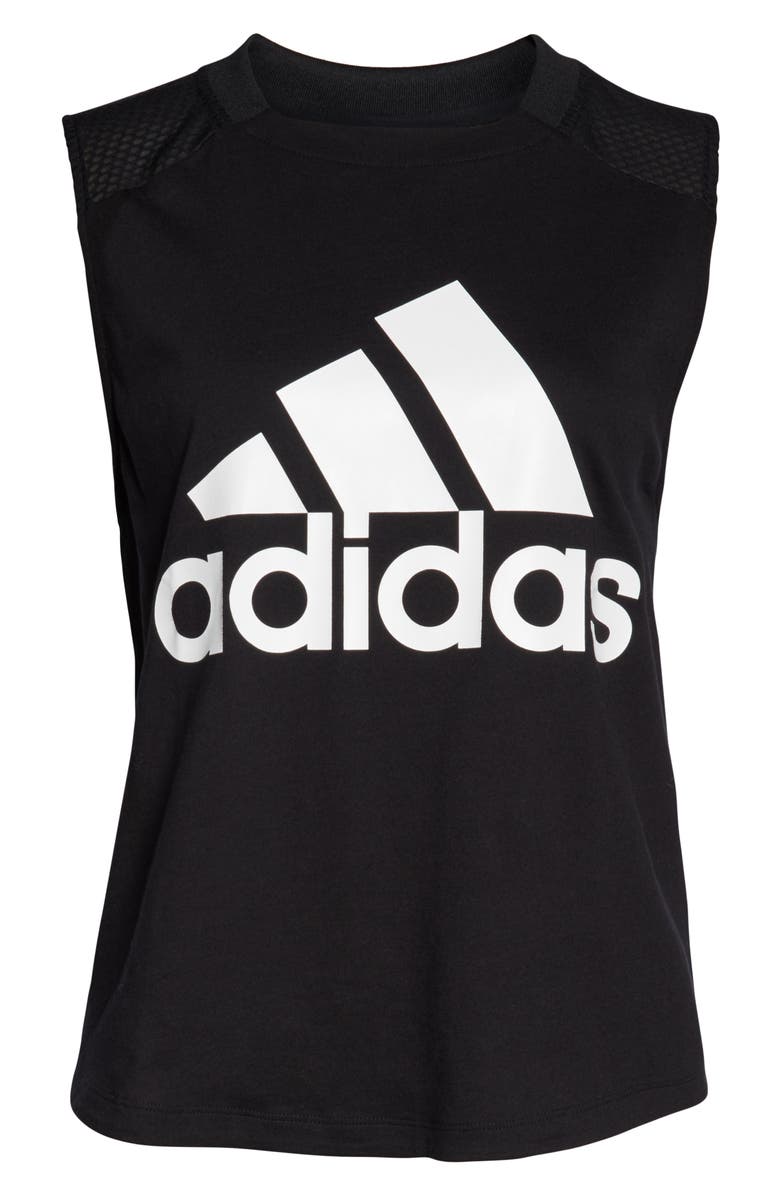 adidas Logo Mesh & Jersey Tank, Alternate, color, 