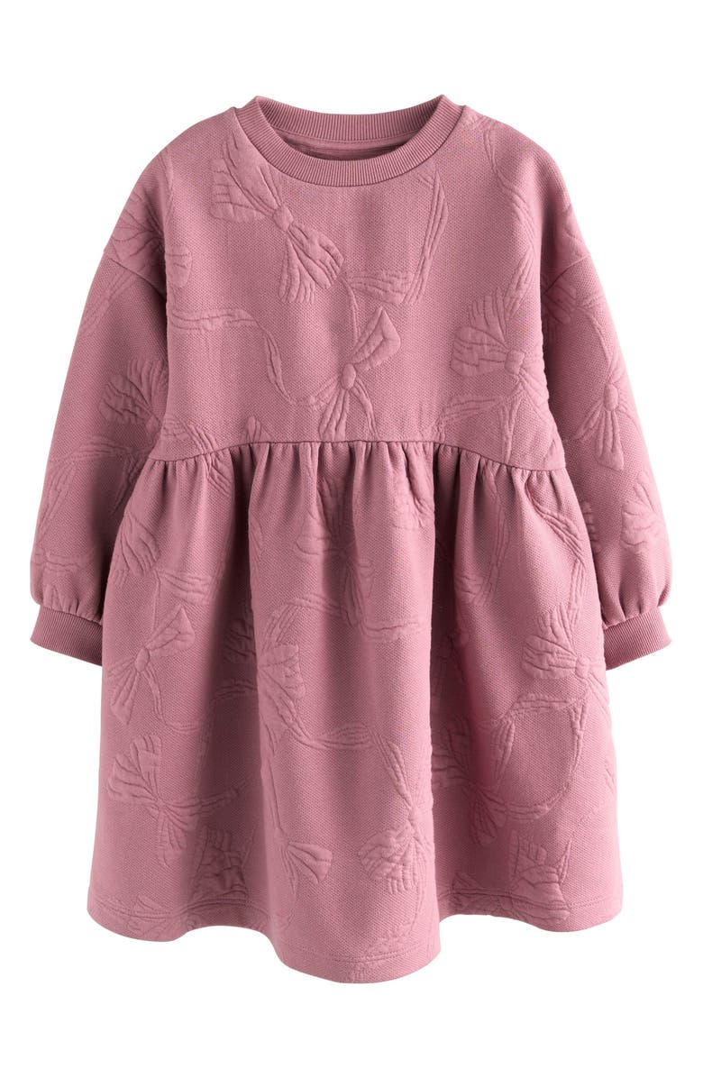 NEXT Kids' Bow Sweatshirt Dress, Main, color, Pink