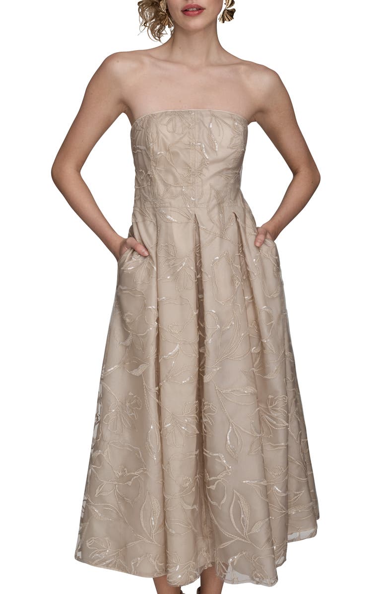 Donna Karan New York Sequin Strapless Maxi Dress, Alternate, color, Vellum Multi