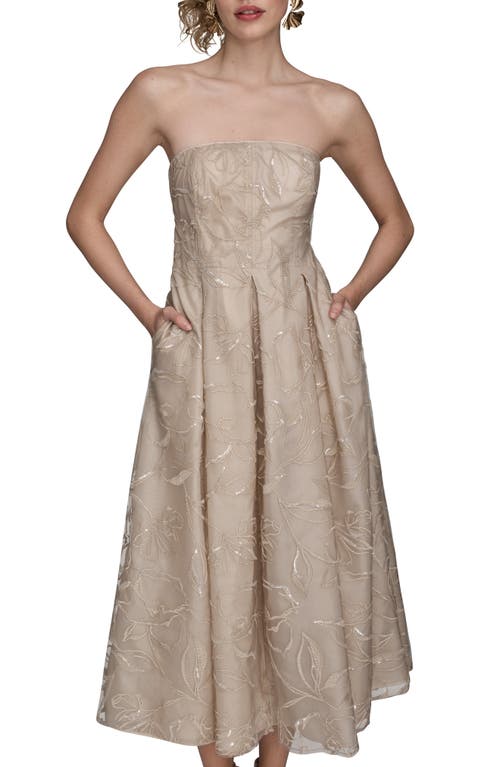 Donna Karan New York Sequin Strapless Maxi Dress In Brown