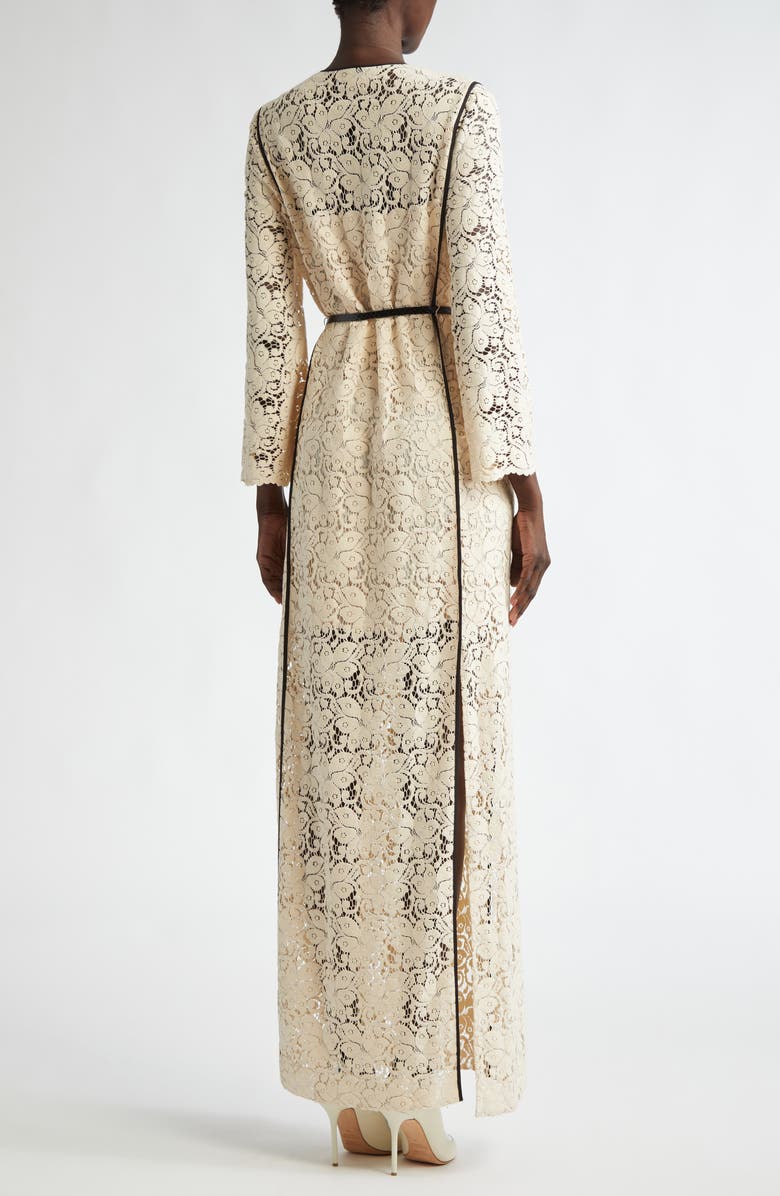 ST. JOHN Belted Floral Guipure Lace Gown, Alternate, color, 