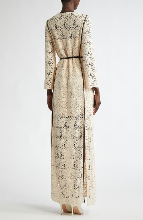 St John St. John Collection Belted Floral Guipure Lace Gown In Pink Blush