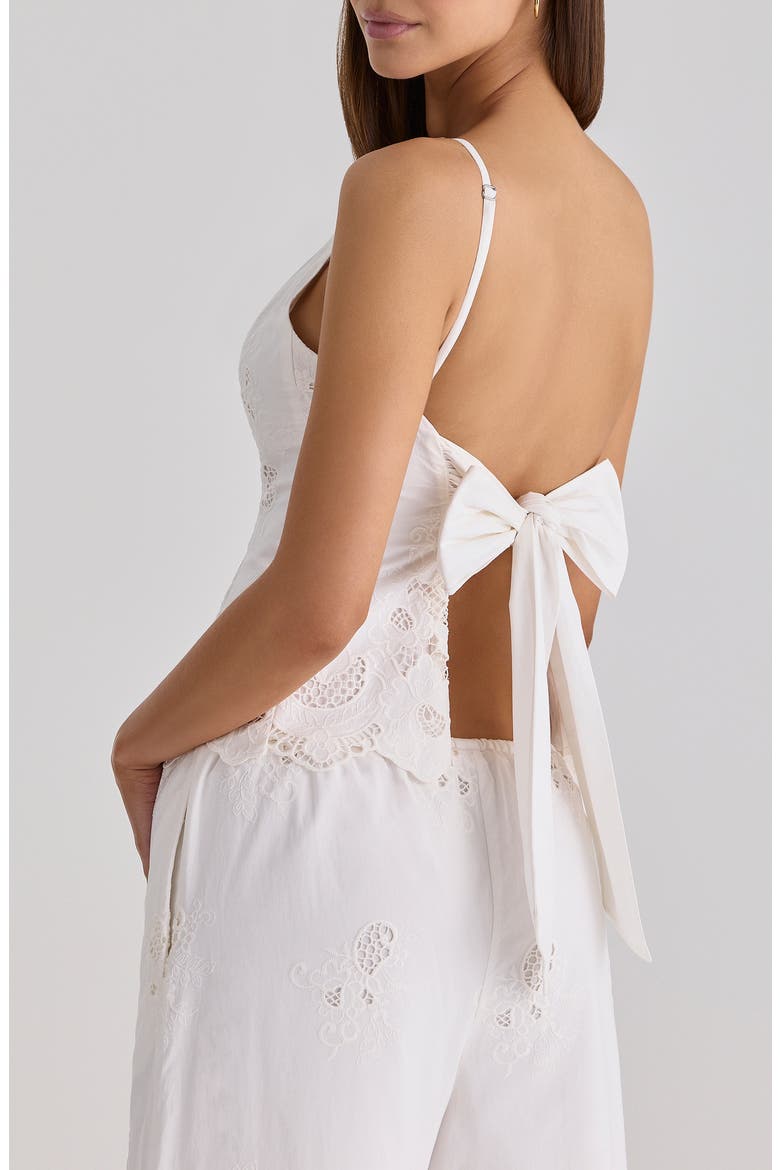 Nolia Broderie Anglaise Cotton Bow Back Top, Alternate, color, WHITE