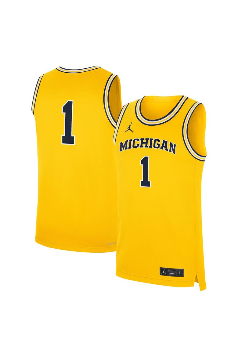 Men's Jordan Brand #1 Maize Michigan Wolverines Alternate Replica Jersey, Main, color, Maize