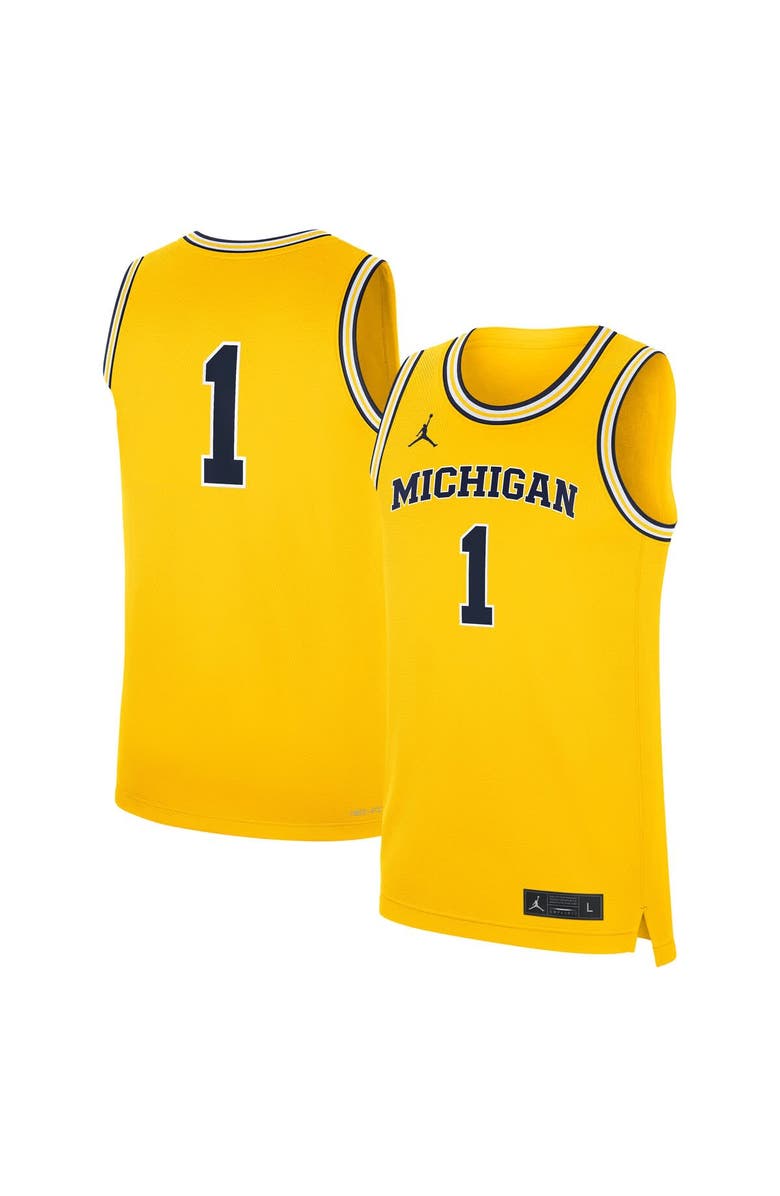 Jordan Brand Men's Jordan Brand #1 Maize Michigan Wolverines Alternate Replica Jersey, Main, color, Maize