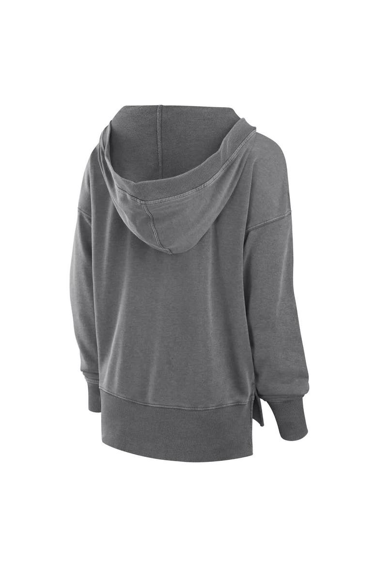 Women's Fanatics  Heather Charcoal Baltimore Ravens Initiative Snow Wash French Terry V-Neck Pullover Hoodie, Alternate, color, Heather Charcoal