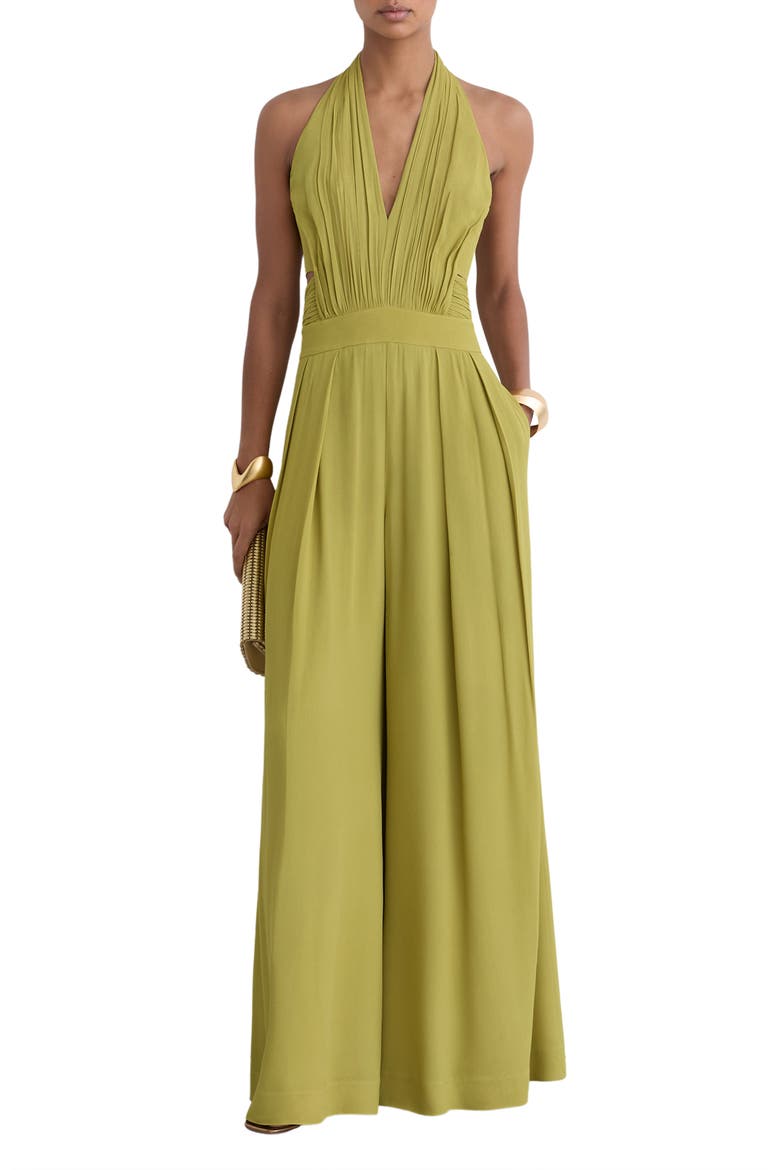 Lainey Halter Wide Leg Jumpsuit, Main, color, GREEN