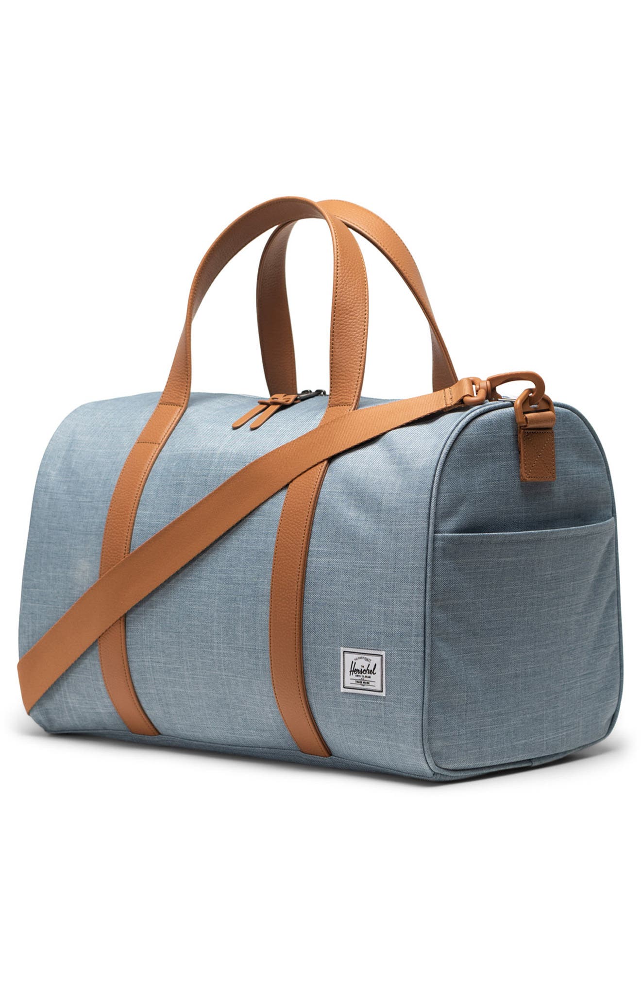 Herschel Supply Co. Novel Recycled Nylon Duffle Bag, Alternate, color, Ashley Blue Crosshatch