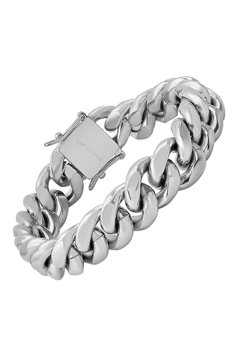Men's Cuban Chain Bracelet, Alternate, color, SILVER