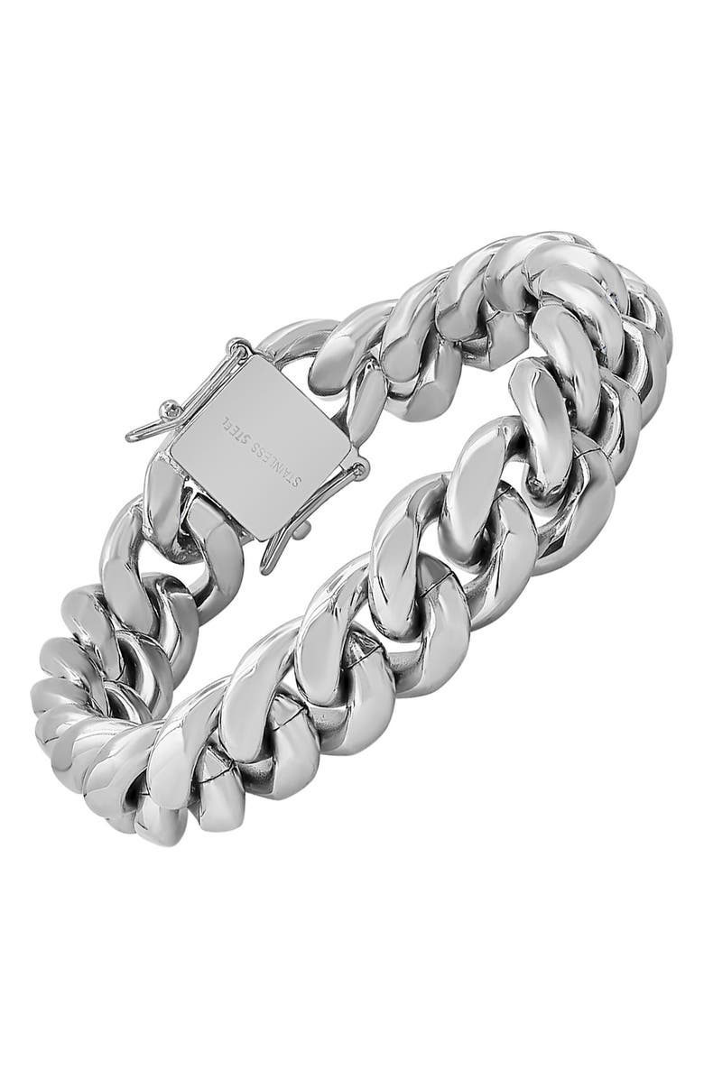 HMY JEWELRY Men's Cuban Chain Bracelet, Alternate, color, Silver