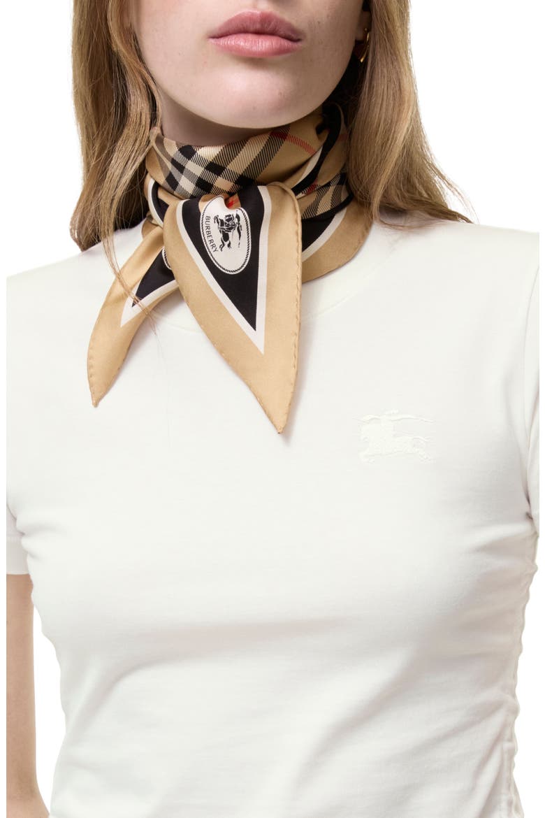 Check Knight Stamp Silk Scarf, Main, color, SAND