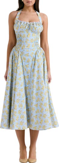 margot maxi dress lemon Ruffled Backless Halterneck Maxi Dress in Lemon Yellow - 12