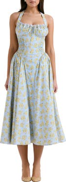 HOUSE OF CB Adabella Floral Pleated Halter Sundress
