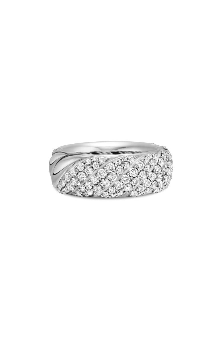 David Yurman Sculpted Cable Band Ring in Sterling Silver with Pavé Diamonds, Alternate, color, Sterling Silver