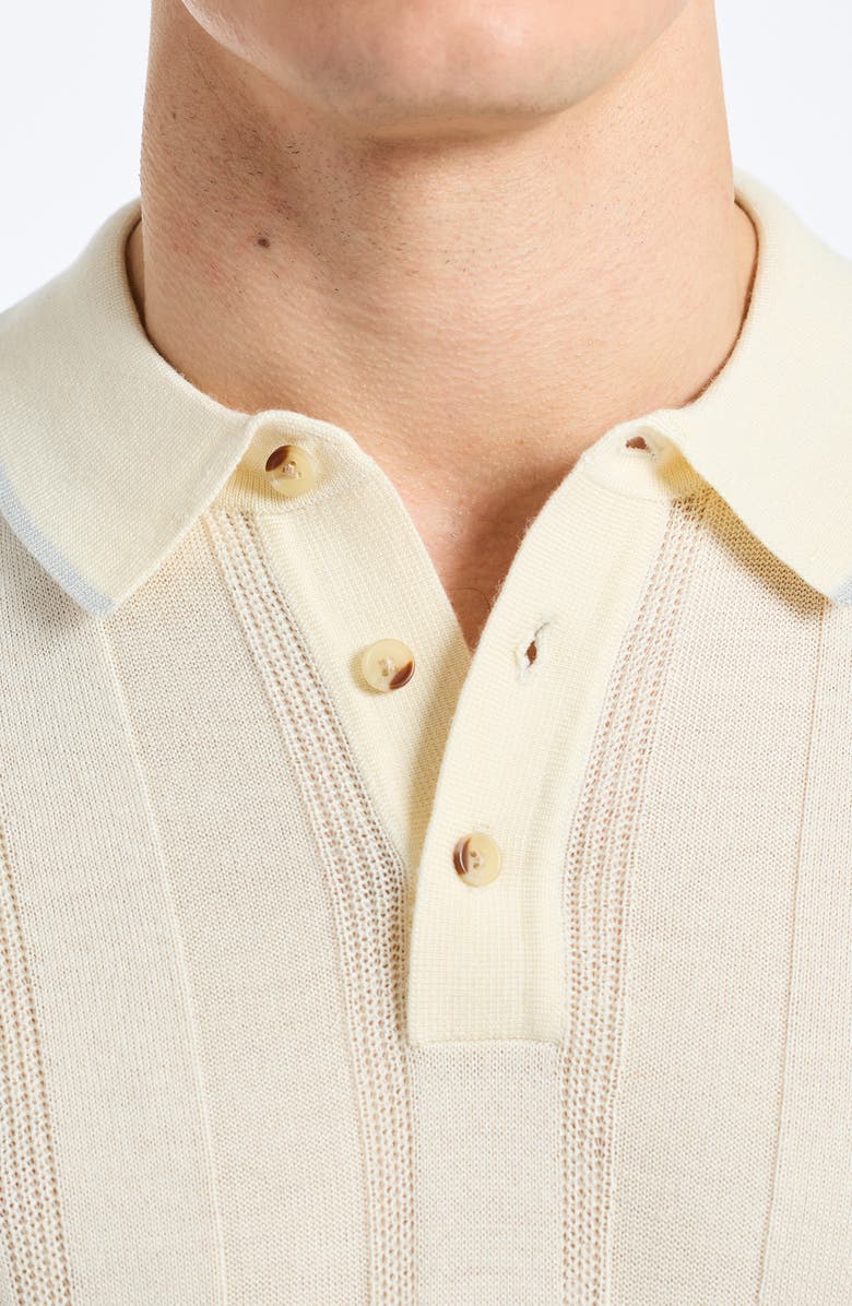 Robert Graham Edvan Short Sleeve Wool Blend Polo Sweater, Alternate, color, Off White