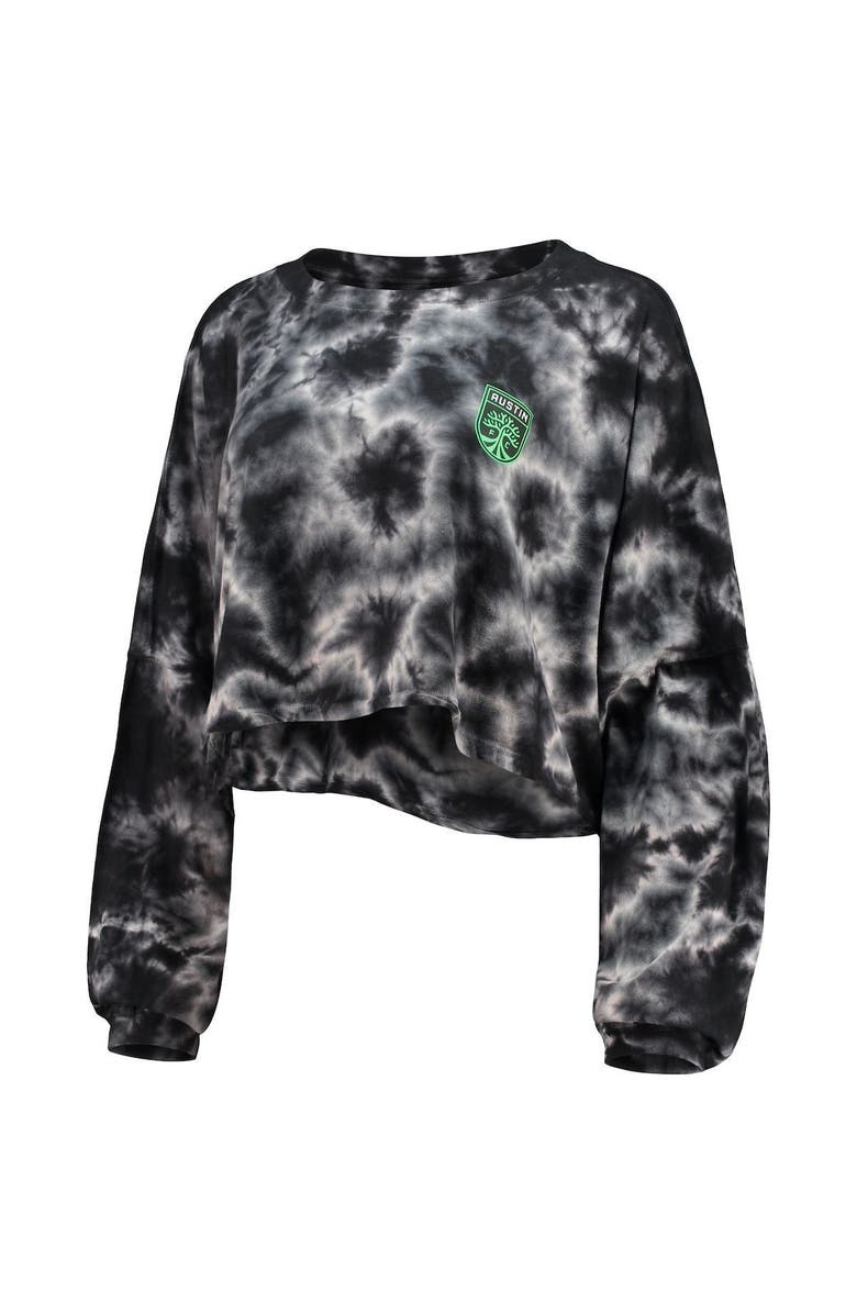 ZOOZATZ Women's ZooZatz Black Austin FC Oversized Cloud-Dye Long Sleeve T-Shirt, Alternate, color, 