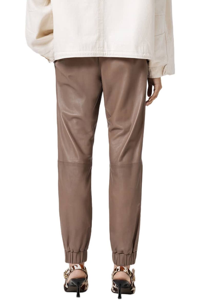 AllSaints Jen Leather Joggers, Alternate, color, Mocha Brown