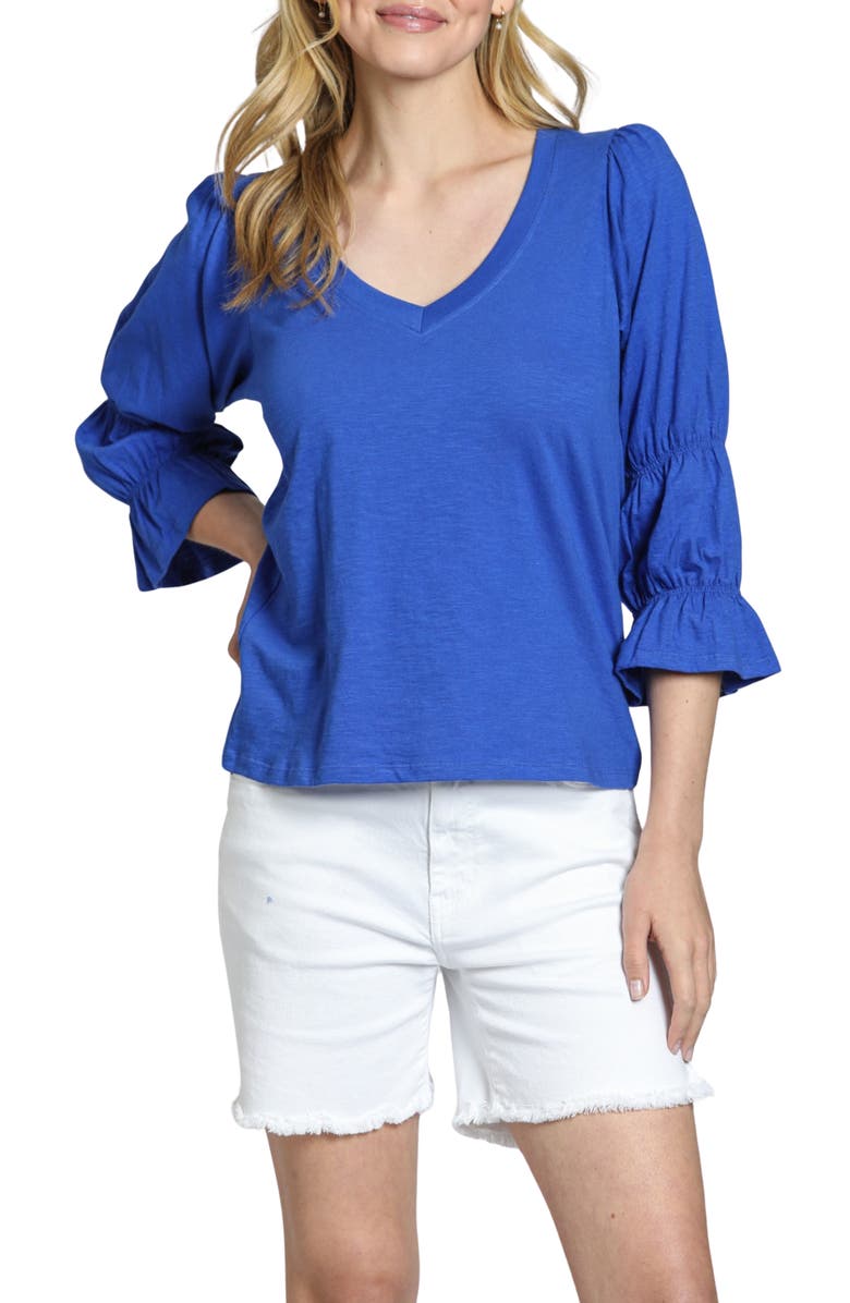 APNY Renaissance Sleeve Cotton Slub Top, Main, color, Dazzling Blue