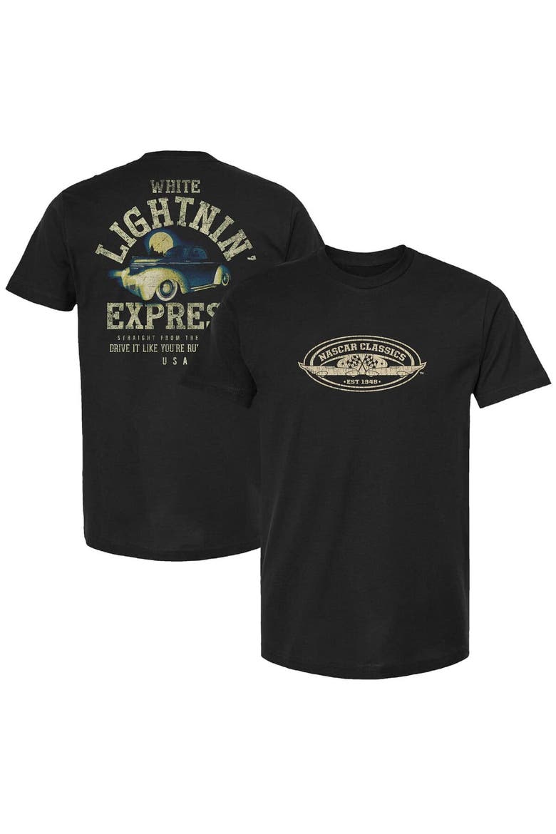 Men's Checkered Flag Sports Black NASCAR White Lightnin' Express T-Shirt, Main, color, Black