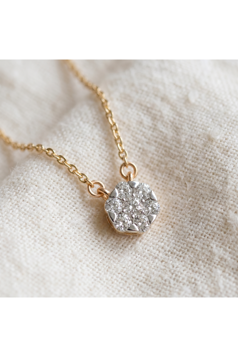 1/4Ct TW Lab Grown Diamond Halo Round Pendant Gold Women's Necklace 18", Main, color, 10k yellow Gold
