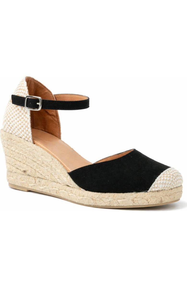 Menina Step Jimena Medium-Strap Espadrille, Alternate, color, Black