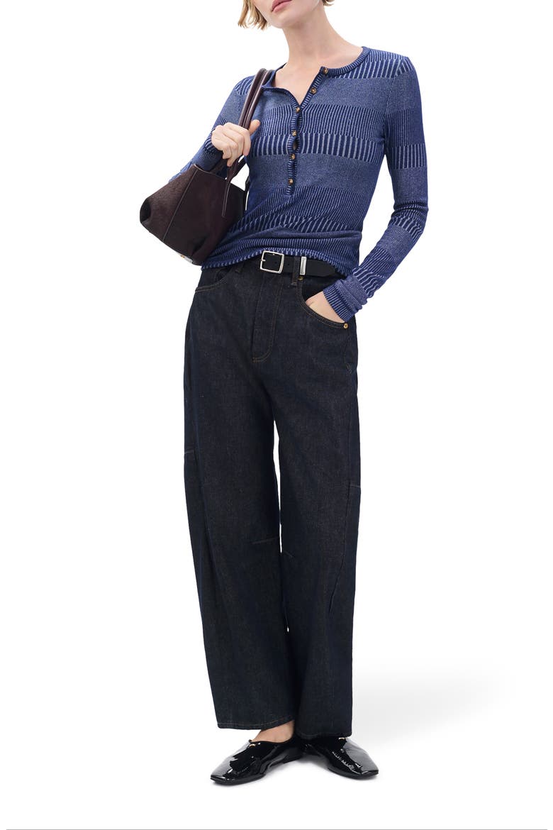 The Knit Two-Tone Rib Henley, Alternate, color, BLUE