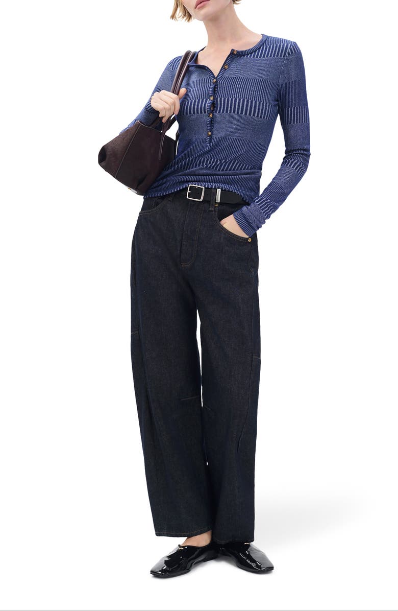 rag & bone The Knit Two-Tone Rib Henley, Alternate, color, Blue