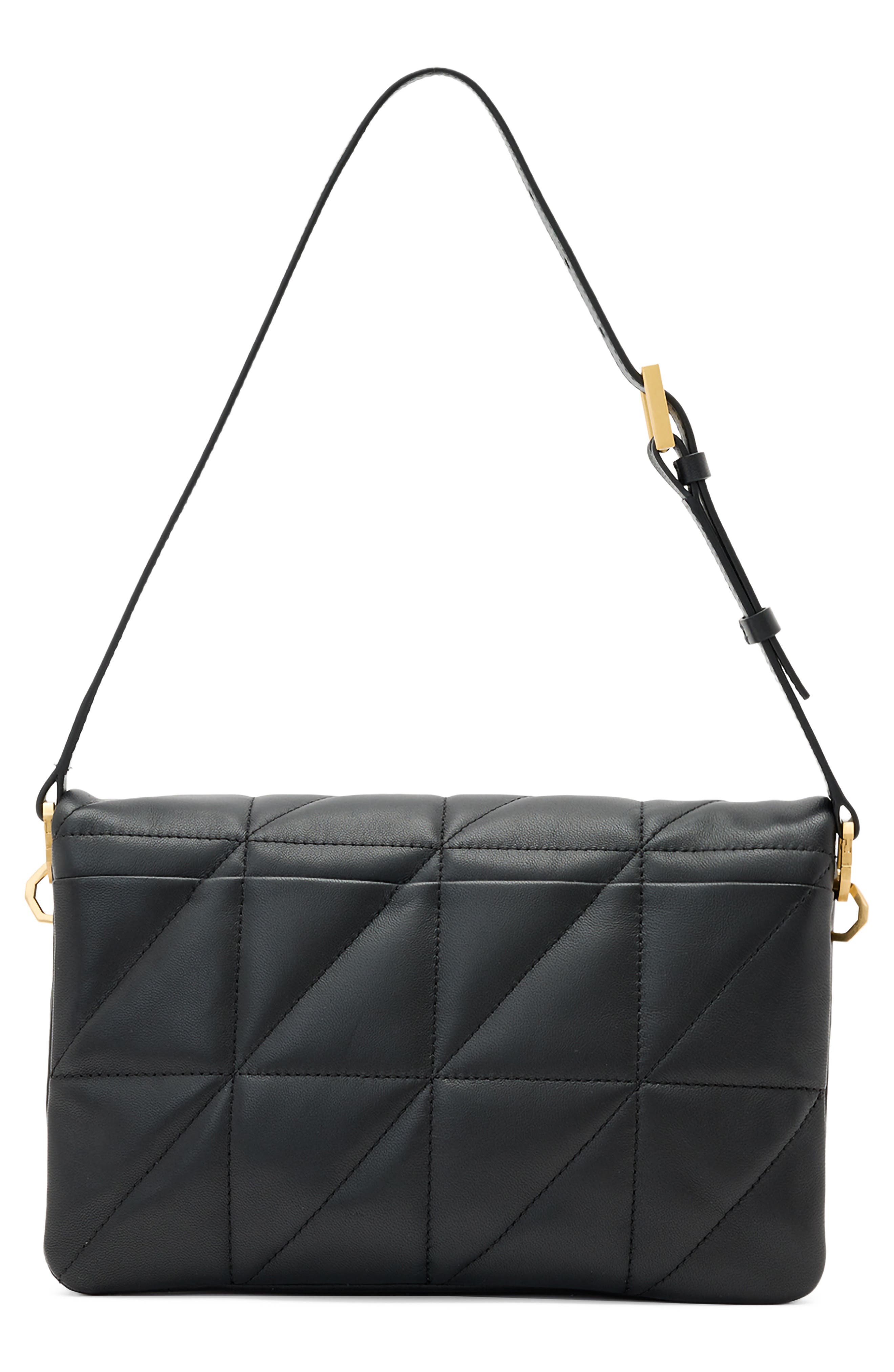 AllSaints Ondine Quilted Leather Shoulder Bag, Alternate, color, Black