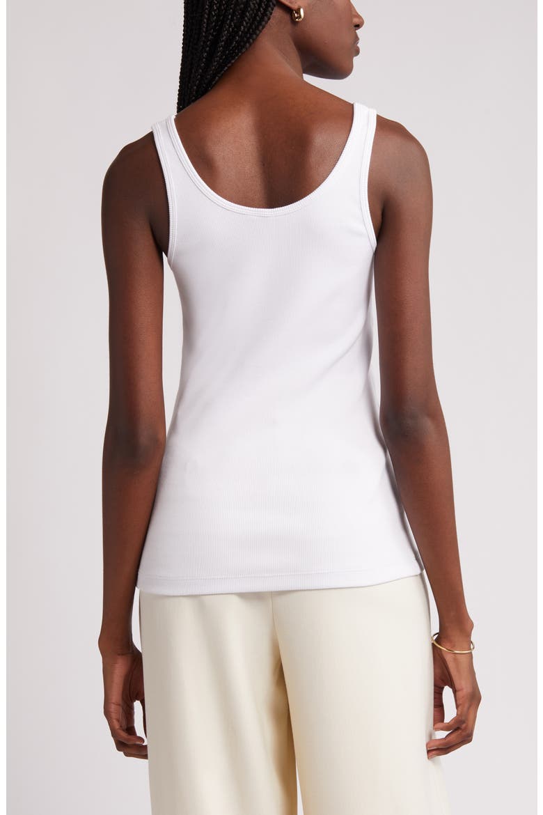 Rib Scoop Neck Cotton Tank, Alternate, color, WHITE