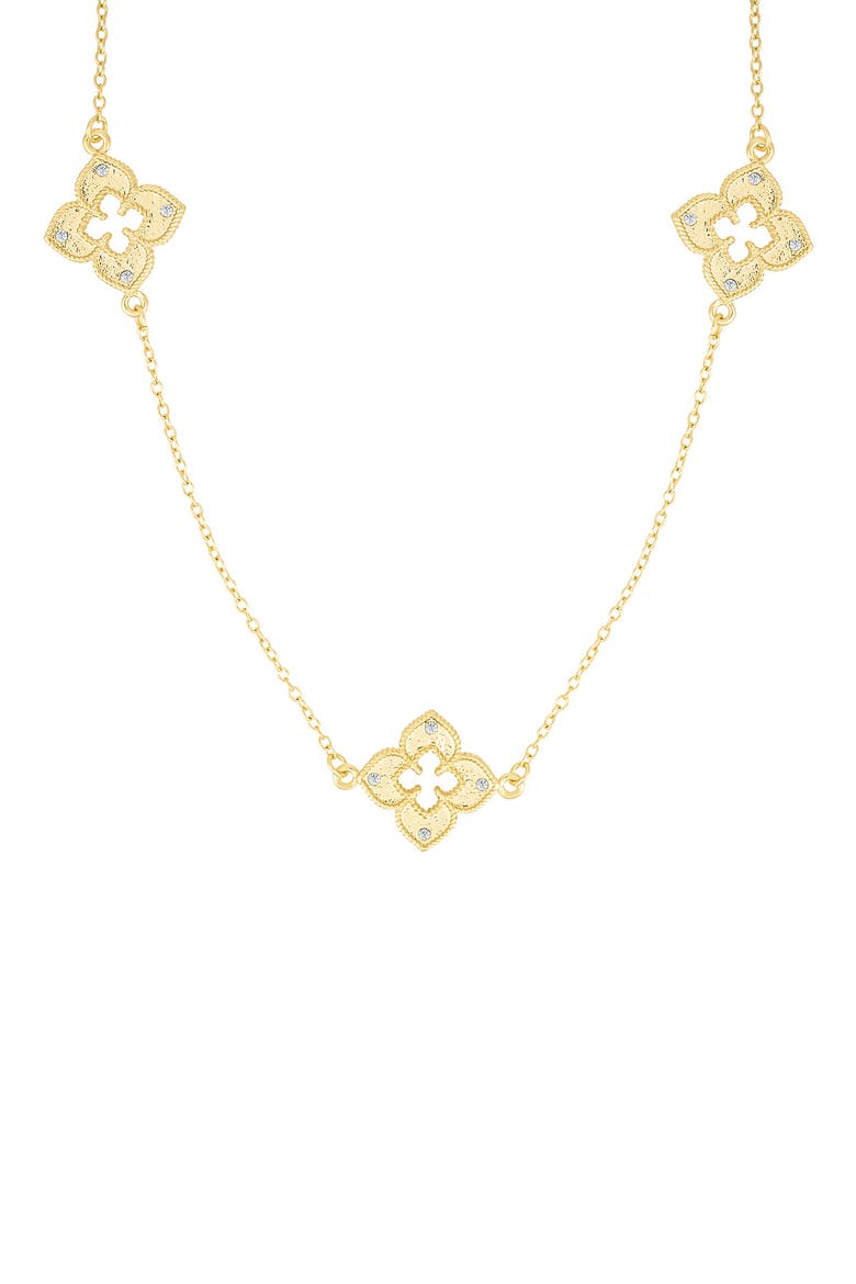 Clover Station Necklace, Main, color, GOLD