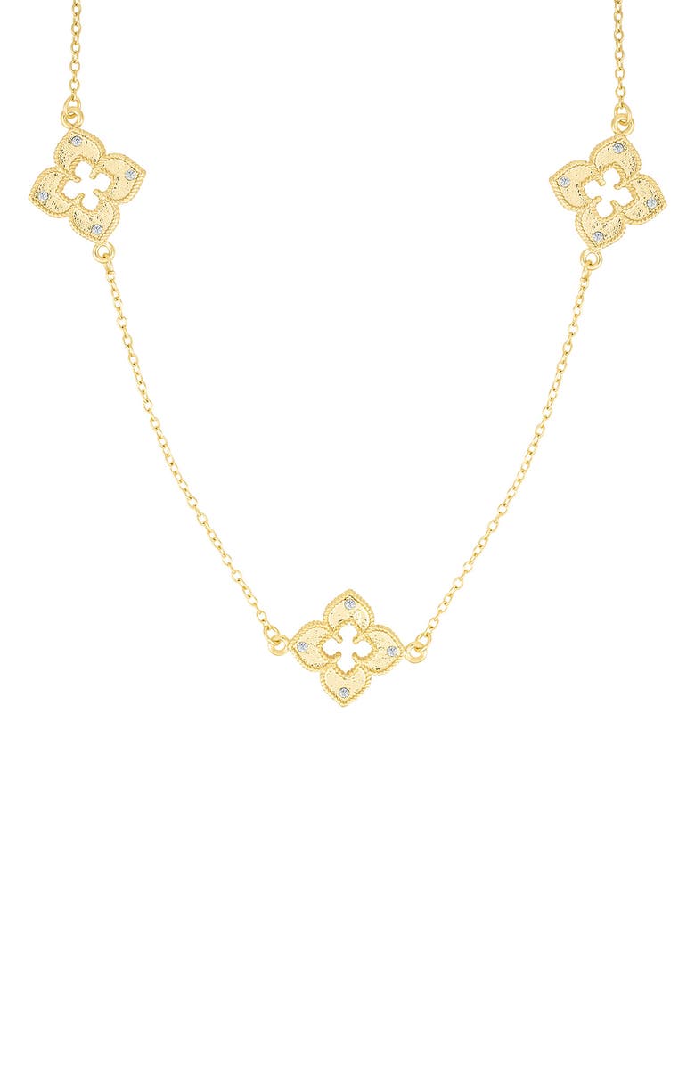 Adornia Clover Station Necklace, Alternate, color, Gold