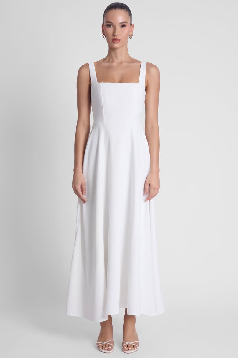 Serenity Square Neck Corset Midi Dress, Main, color, White