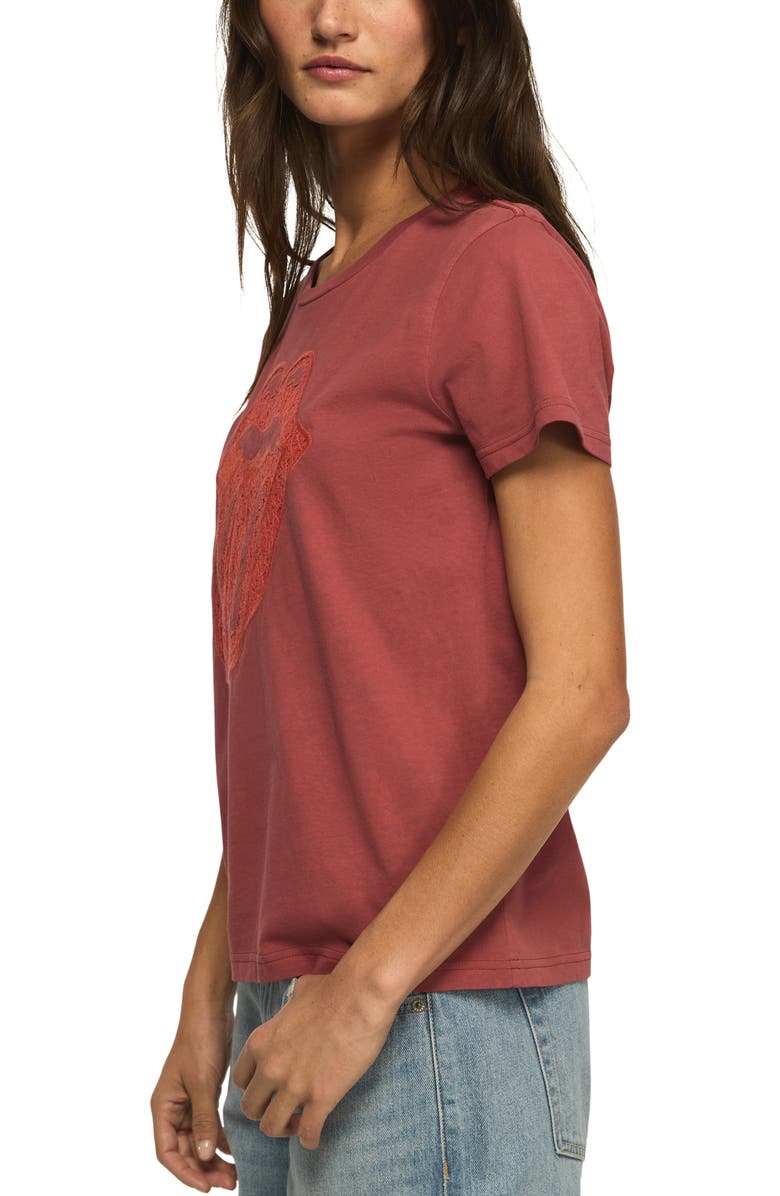 Lucky Brand Rolling Stones Lace Graphic Cotton T-Shirt, Alternate, color, Ketchup
