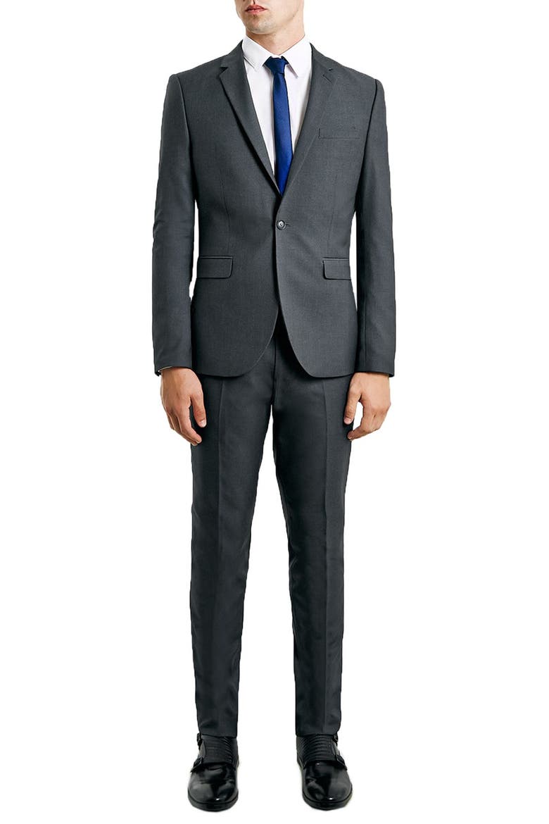 Skinny Fit Grey Suit Jacket, Alternate, color, GREY