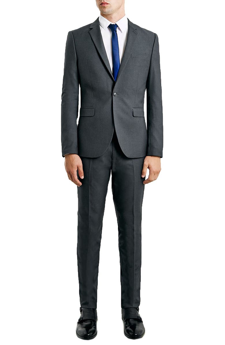 Topman Skinny Fit Grey Suit Jacket, Alternate, color, 