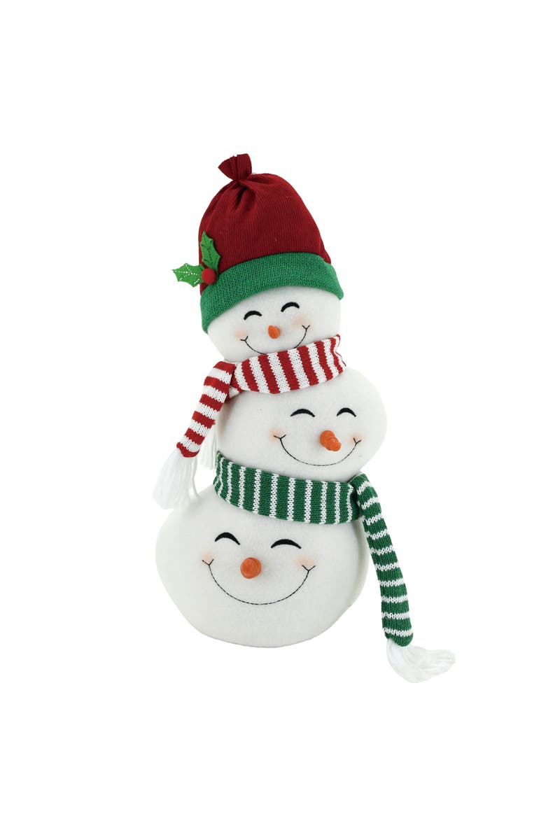Transpac Plush Stacked Snowman Heads Decorative Figurines for Christmas, Main, color, White