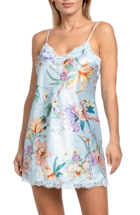 Josie Lace Trim Stretch Satin Chemise