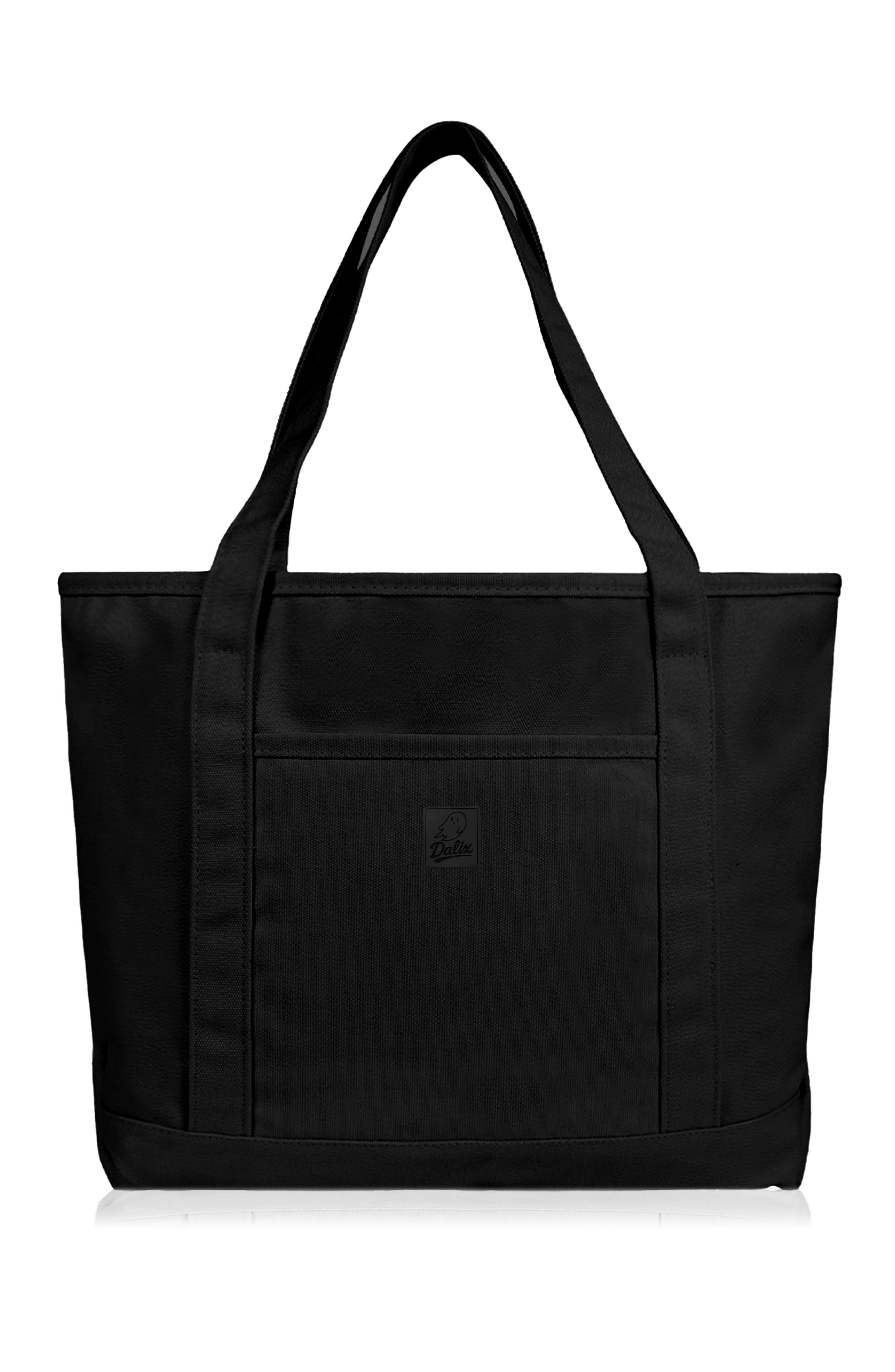 Dalix Ghost 20" Go-To Canvas Tote Bag, Alternate, color, Black