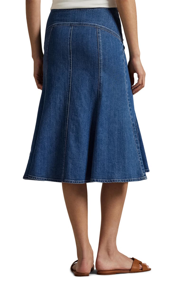 Denim Paneled A-Line Skirt