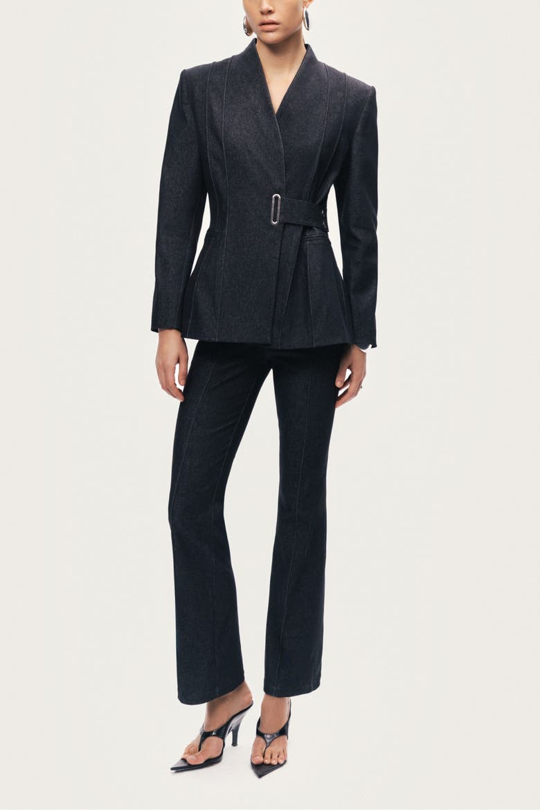 Women's Sharply Tailored Belt Detailed Blazer, Alternate, color, Black