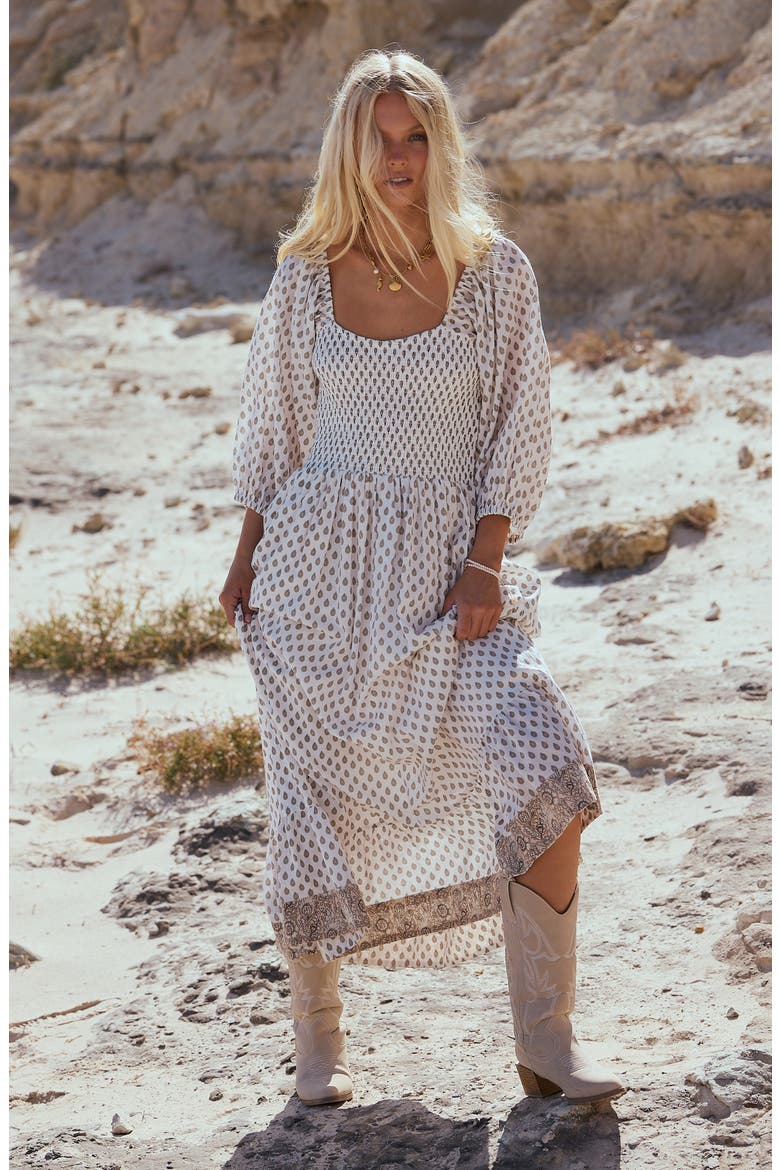 Emelina Smocked Maxi Dress, Alternate, color, TEMPLE